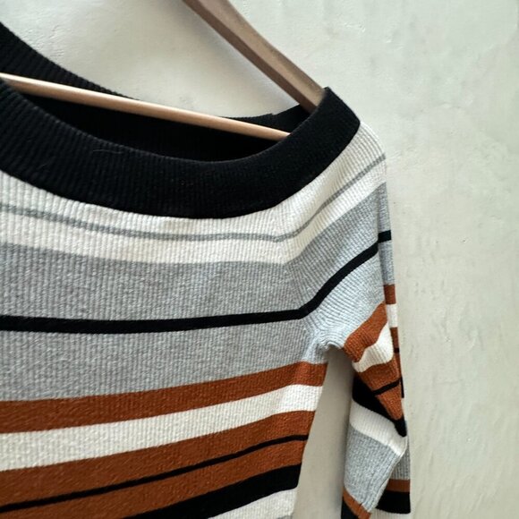 Karen Millen || Women's Boat Neck Sweater Dress Striped Midi Dress Medium - Picture 9 of 14